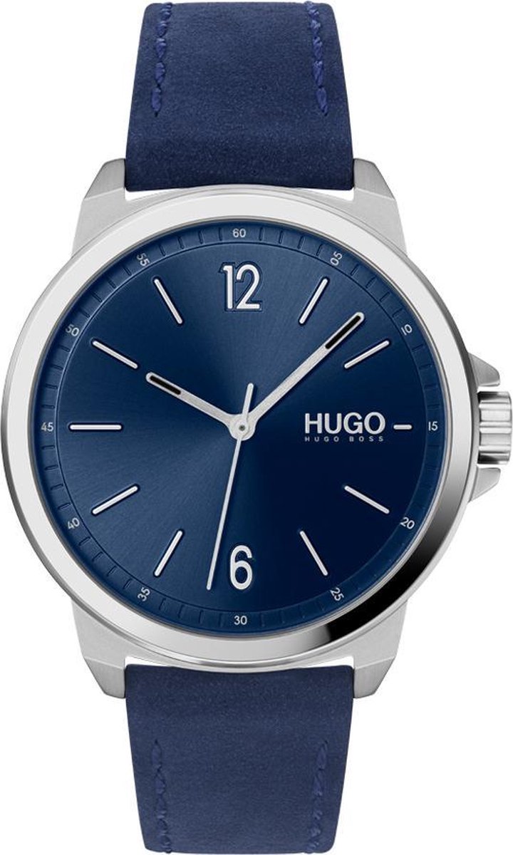 HUGO HU1530064 #LEAD - Polshorloge - Leer - Blauw - Ø 42 mm