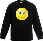 Smiley/ emoticon sweater vrolijk zwart kinderen 5-6 jaar (110/116)