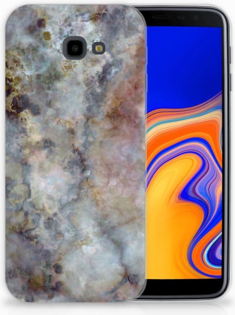 Samsung Galaxy J4 Plus (2018) TPU Siliconen Hoesje Marmer Grijs