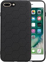 Hexagon Hard Case - Telefoonhoesje - Backcover Hoesje - achterkant hoesje - Geschikt voor iPhone 8 Plus / iPhone 7 Plus - Zwart