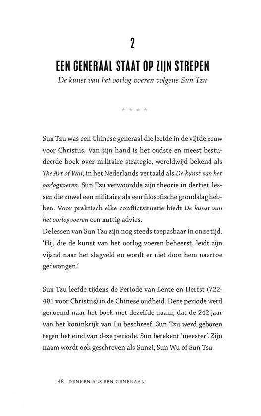 Hoofdstuk 2: Een generaal staat op zijn strepen, over oorlog voeren volgens Sun Tzu.