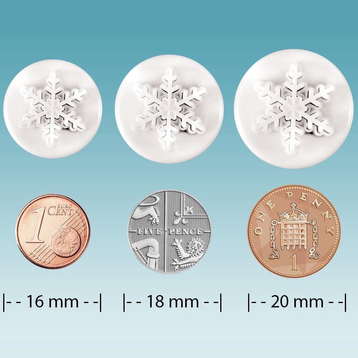 PME Mini Sneeuwvlokjes Uitstekers - set van 3