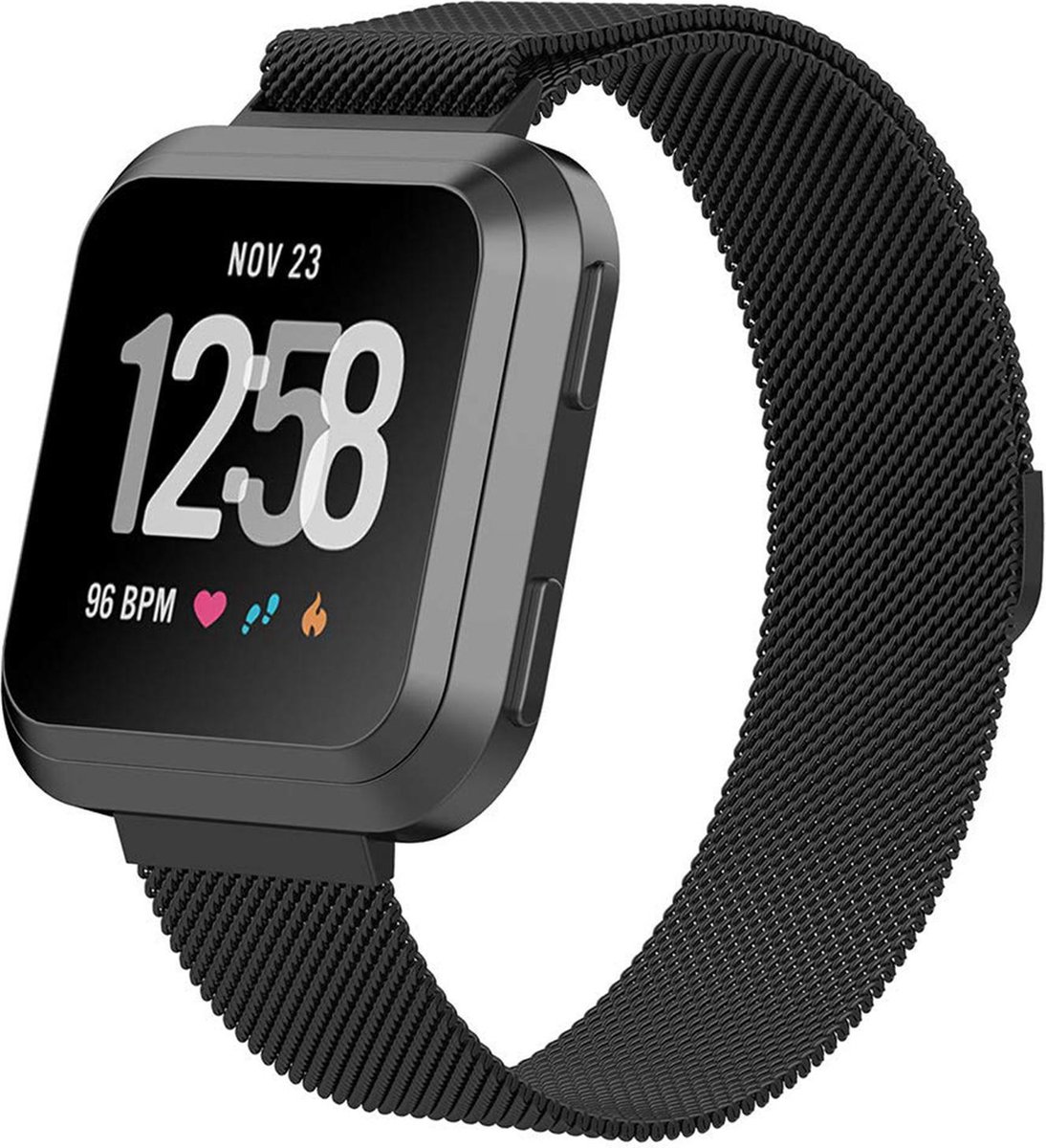 Bandje geschikt voor Fitbit Versa Lite - Zwart Milanese Band