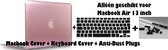 Macbook Pakket 3in1 voor Macbook Air 13 inch (modellen t/m 2017)   A1369/A1466 - Hard Case Metallic Rose Pink, Toetsenbord Cover en Anti Dust Plugs Zwart