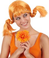 "Oranje pruik met vlechten voor vrouwen - Verkleedpruik - One size"