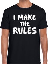 Fun t-shirt zwart voor heren -  I make the rules - shirt XXL