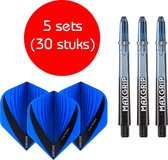Dragon darts - Maxgrip – 5 sets - darts shafts - zwart-doorzichtig - medium – en 5 sets – vista – darts flights