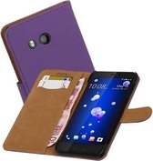 Bookstyle Wallet Case Hoesjes voor HTC U11 Paars