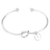 24/7 Jewelry Collection Knoop met Gepersonaliseerde Letter Bangle Armband - Zilverkleurig - LETTER Z