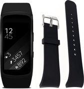 Siliconen Horloge Band Geschikt Voor Samsung Gear Fit 2 (Pro) - Armband / Polsband / Strap Bandje / Sportband - Zwart