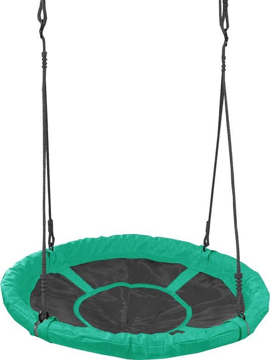 Nestschommel Zwart/Groen - Nest schommel buitenspeelgoed - Vanaf 3 jaar - Groen - Zwart - Ø100 cm - Nestschommel voor buiten
