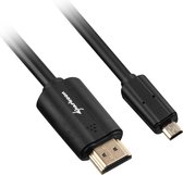 Sharkoon 1m, HDMI/Micro HDMI, 1 m, HDMI Type A (Standard), HDMI Type D (Micro), 4096 x 2160 pixels, Compatibilité 3D, Noir