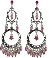 Vintage oorhangers zilver-kleur met roze details