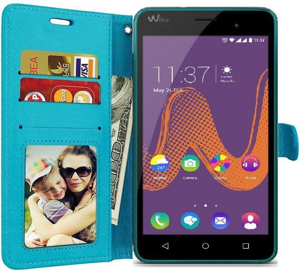 Wiko Tommy portemonnee hoesje - Turquise