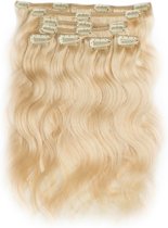 Clip in Extensions, 100% Human Hair, Body Wave, 18 inch, kleur #613 Light Blonde