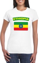 T-shirt met Ethiopische vlag wit dames XS