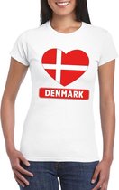 Denemarken hart vlag t-shirt wit dames XS