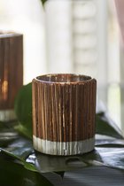 Riviera Maison Spa Special Bamboo Votive - Waxinelichtjeshouder - S - Glas/Hout
