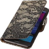 Samsung Galaxy Grand Max Lace Kant Booktype Wallet Hoesje Zwart - Cover Case Hoes