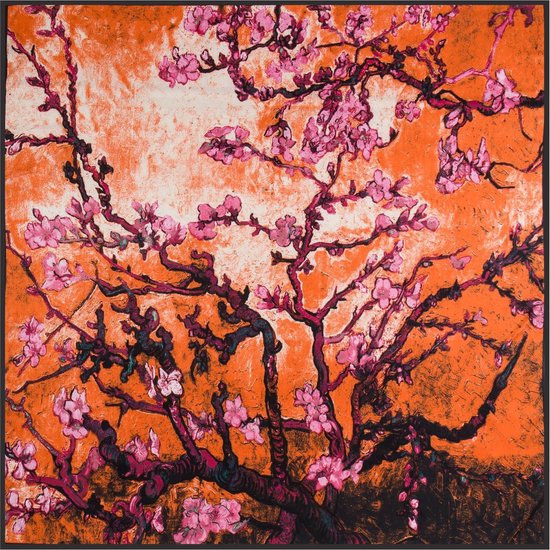 Emilie Scarves Sjaal Zijden Van Gogh Amandelbloesem - Oranje - Giftbox