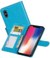 Hoesje Geschikt voor iPhone X - Portemonnee hoesje booktype wallet case Turquoise