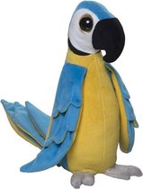 Zachte pluche papegaai knuffel blauw 25 cm
