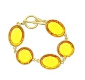 Behave® Armband goud-kleur met grote oranje stenen 20 cm
