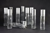 Rollerflesjes Glas 10ml Leeg 50 stuks - Roll-on, Transparant Glas Rollerflesje- RVS Bal - Helder, Zilveren Dop - Etherische Olie - Parfumrollers