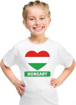 Hongarije hart vlag t-shirt wit jongens en meisjes 134/140