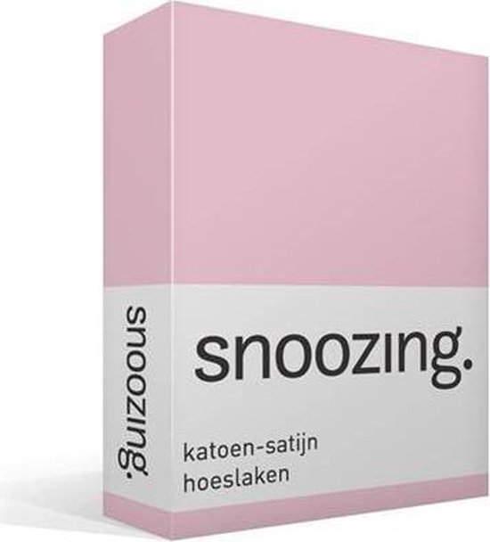 Snoozing - Katoen-satijn - Hoeslaken - Eenpersoons - 100x200 cm - Roze