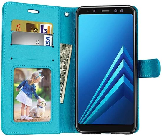 Portmeonnee hoesje met opbergvakjes voor Samsung Galaxy J4 (2018) Turquoise