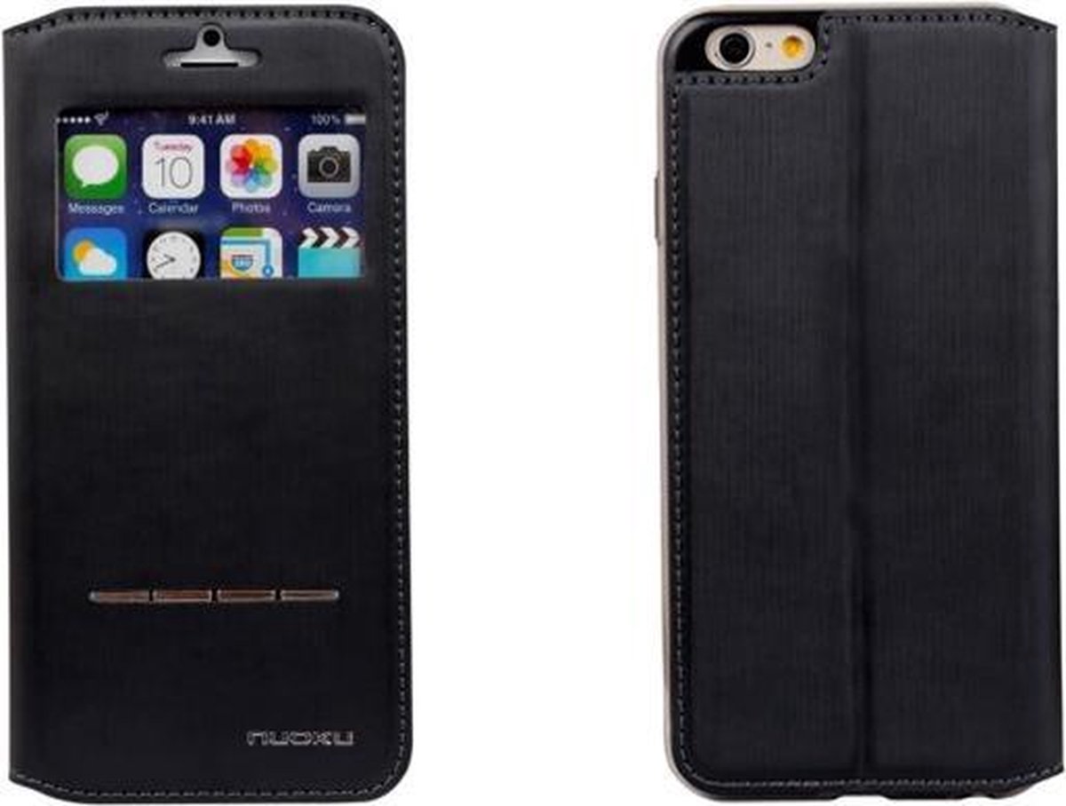 Nuoku Hoesje voor Apple iPhone 6 Plus/6S Plus - Book Case - Defence - Zwart
