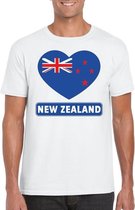 Nieuw Zeeland hart vlag t-shirt wit heren S
