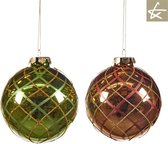 Goodwill Kerstbal Metalic Groen-Metalic Rozé  D 10 cm - LET OP prijs per stuk