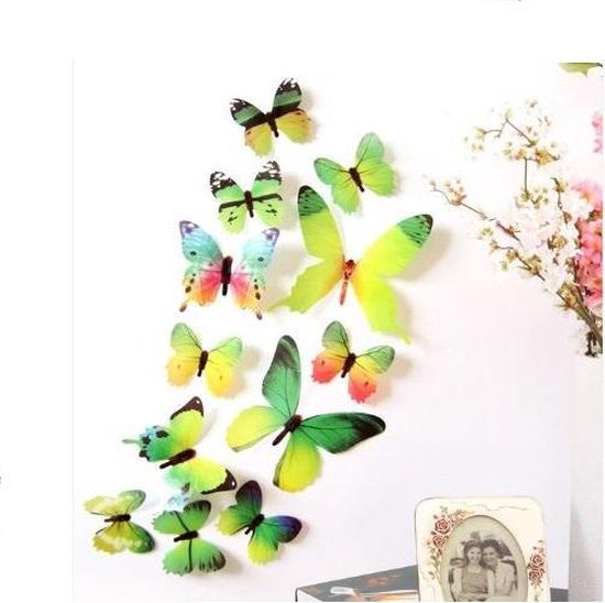 3D Stickers Vlinders - Muurstickers voor de slaapkamer - Groen - Wanddecoratie voor kinderkamer