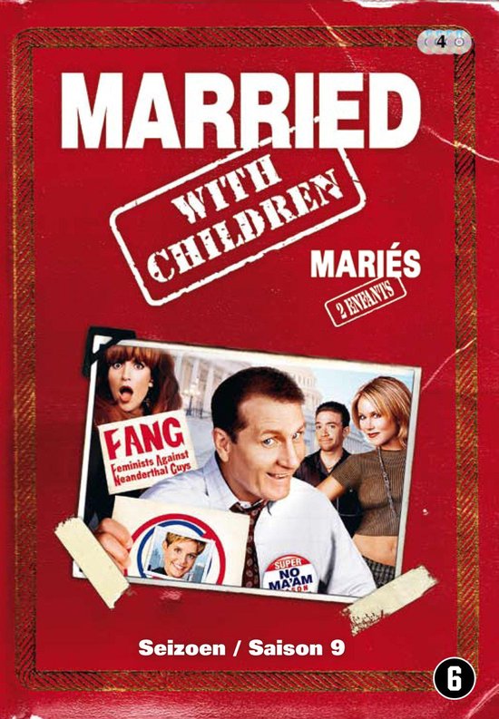 DVD-hoes van Married With Children Seizoen 9. Al Bundy met een 'Super No Ma'am' button.
