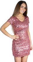 Pailletten jurkje - Zacht roze/ licht roze/ rosé goud - Maat XS