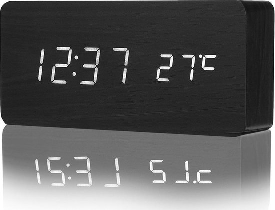 Zwarte Digitale Wekker - USB - Kalender, Klok, Temperatuur, &... |