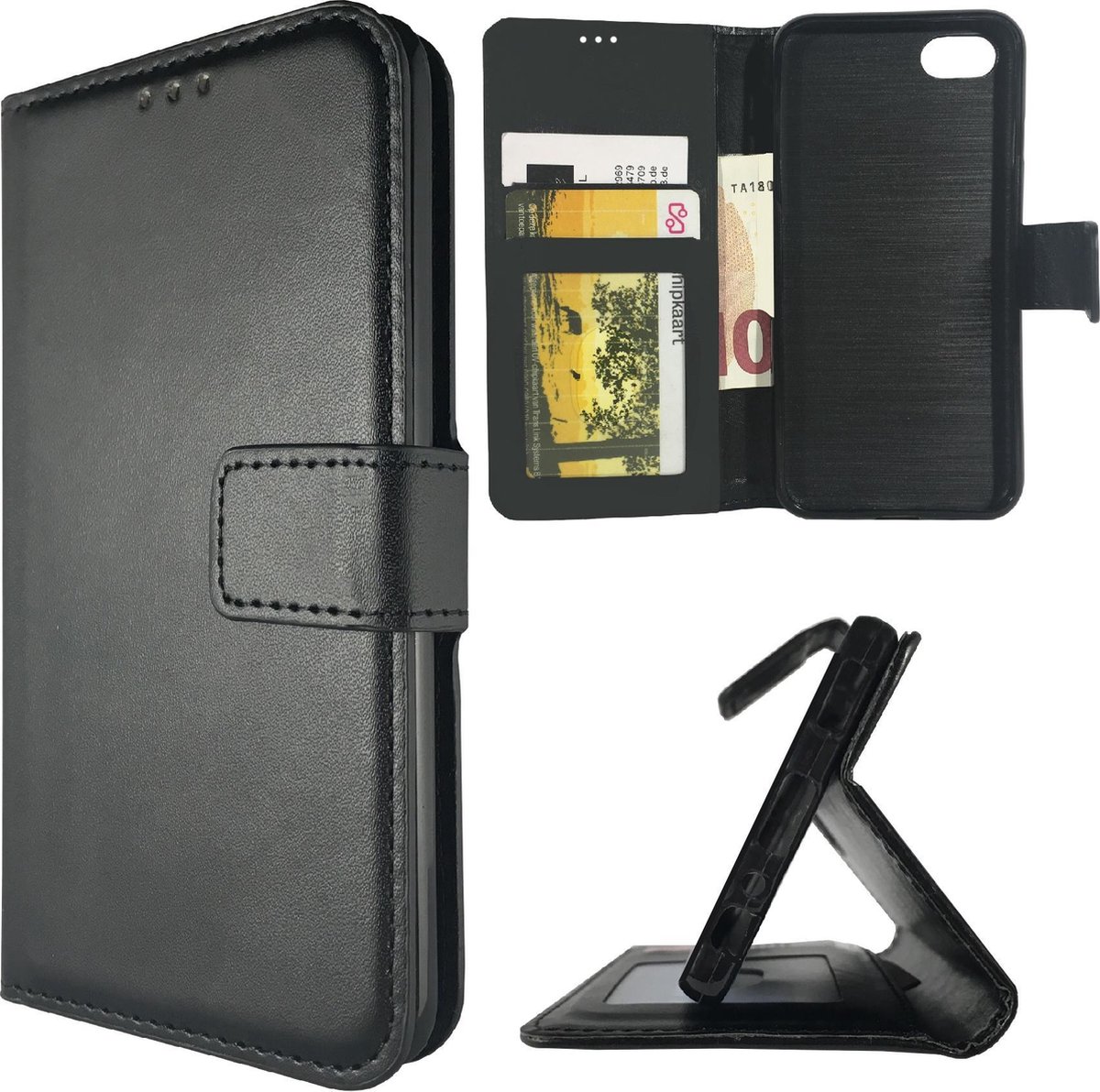 Celltex wallet case hoesje Geschikt voor: LG K10 zwart