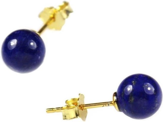 Clips d'oreilles en argent - Lapis Lazuli - Plaqué or