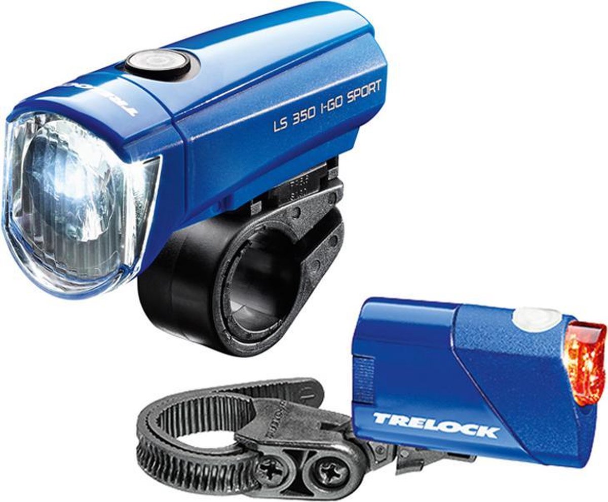 Trelock LS350 I-go Sport + LS710 Reego fietsverlichting blauw