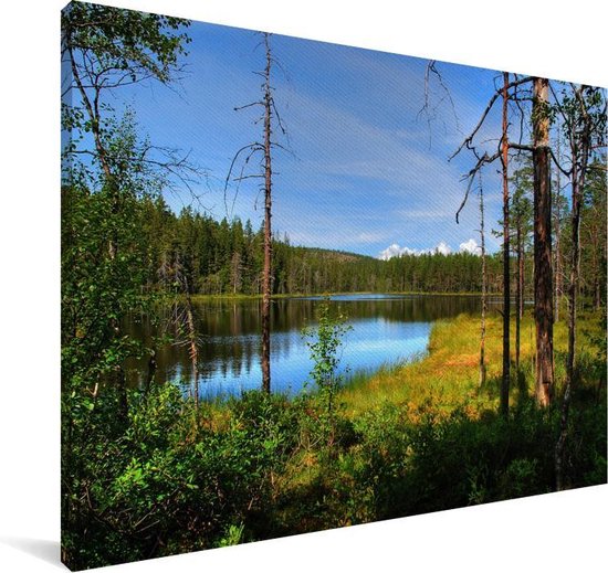 Reflet des forêts dans un lac calme dans le parc national de Skulesogen Toile 120x80 cm - Tirage photo sur toile (Décoration murale salon / chambre)