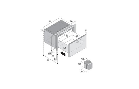 Vitrifrigo Sea Drawer DW70RFX 75 liter RVS Koellade — afbeelding 2