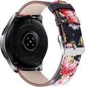 Bandje leer pink flower geschikt voor Samsung Galaxy Watch 46mm en Gear S3