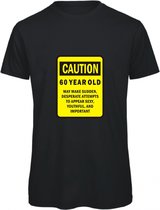 60 jaar verjaardag - T-shirt Caution 60 years old | L | Zwart