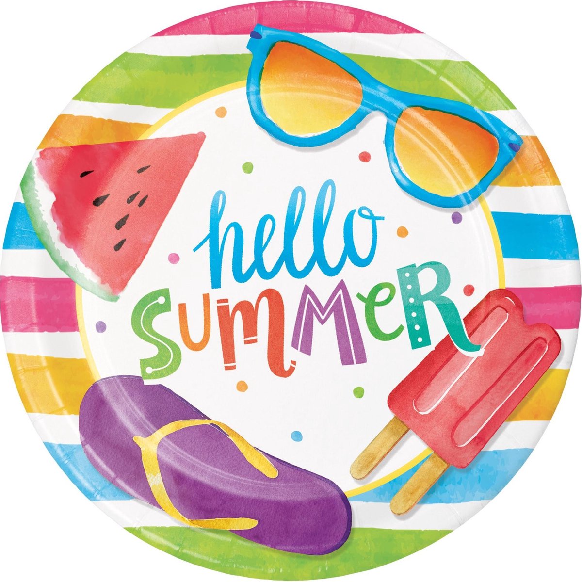 8 kartonnen bekertjes Hello Summer - Feestdecoratievoorwerp