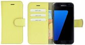 Pearlycase® Echt Leder Wallet Bookcase Samsung Galaxy S7 - Geel Effen