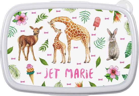 Refrein Verstelbaar hangen Gepersonaliseerde lunchbox - kind - meisje - school - giraf hert konijn  -... | bol.com