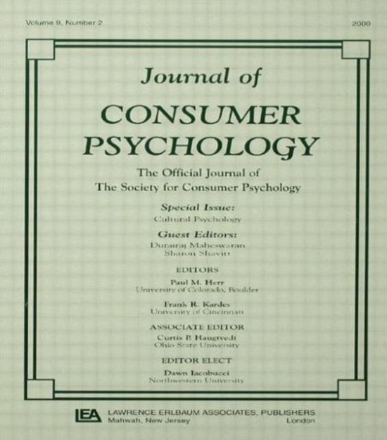 Journal of Consumer Psychology - cover