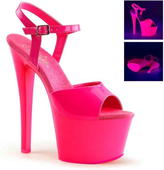Pleaser - SKY-309UV Sandaal met enkelband, Paaldans schoenen - Paaldans schoenen - 42 Shoes - Roze